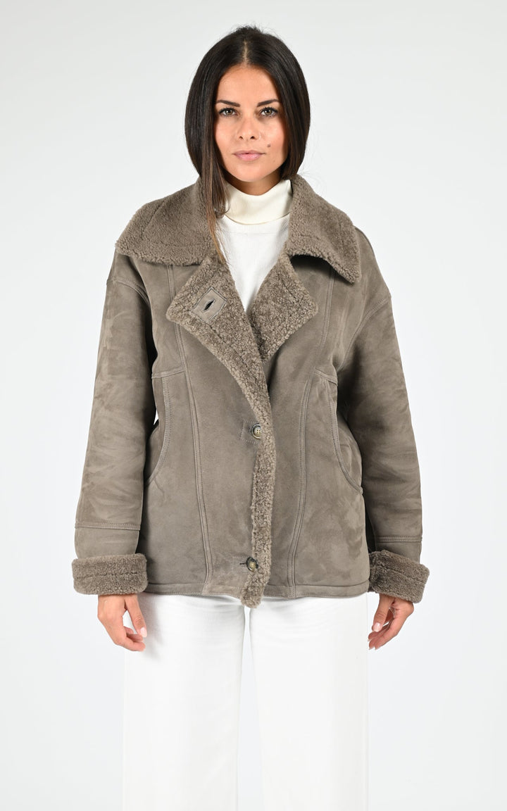 Taupe Coraline Shearling Jacket - Women