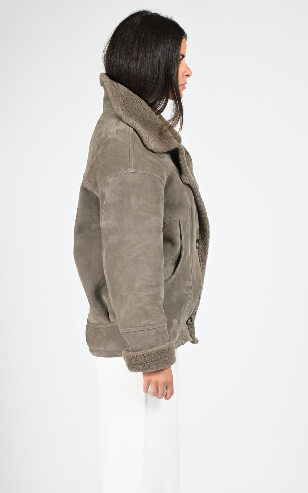 Taupe Coraline Shearling Jacket - Women
