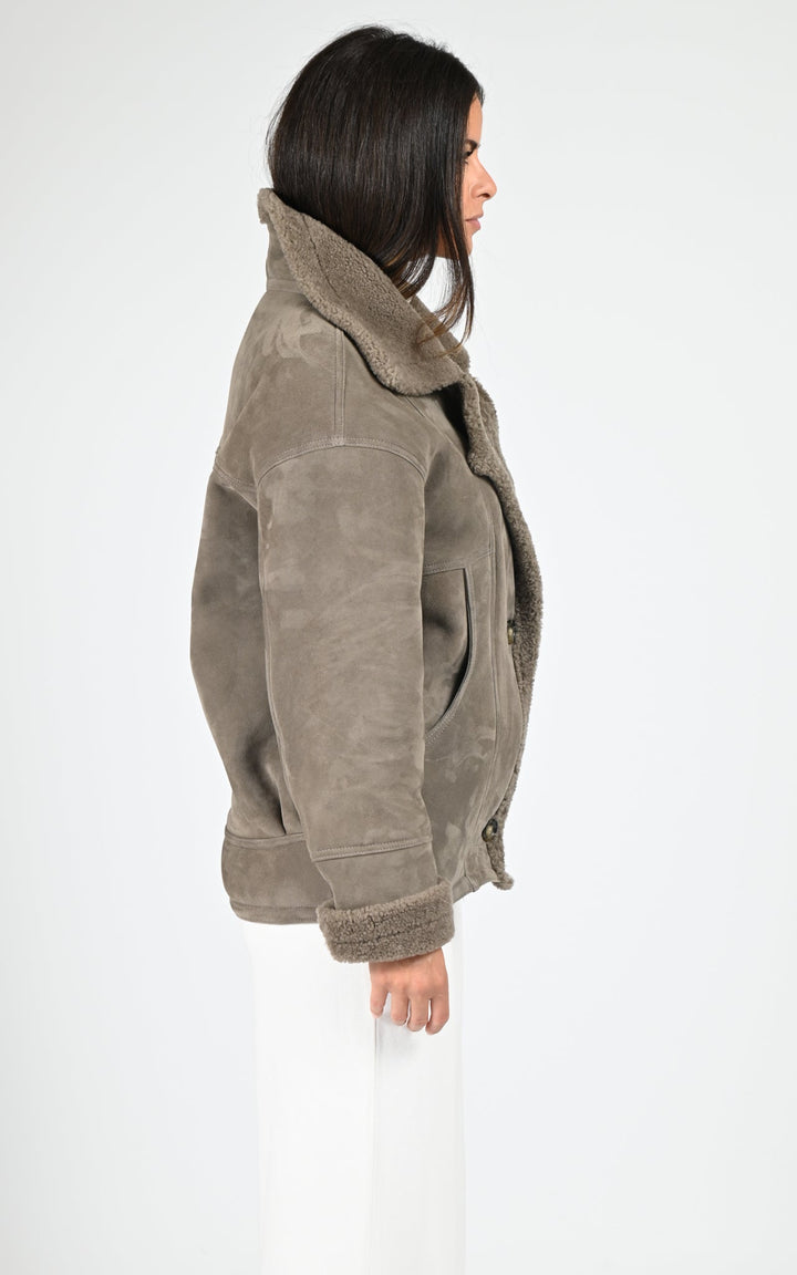 Taupe Coraline Shearling Jacket - Women