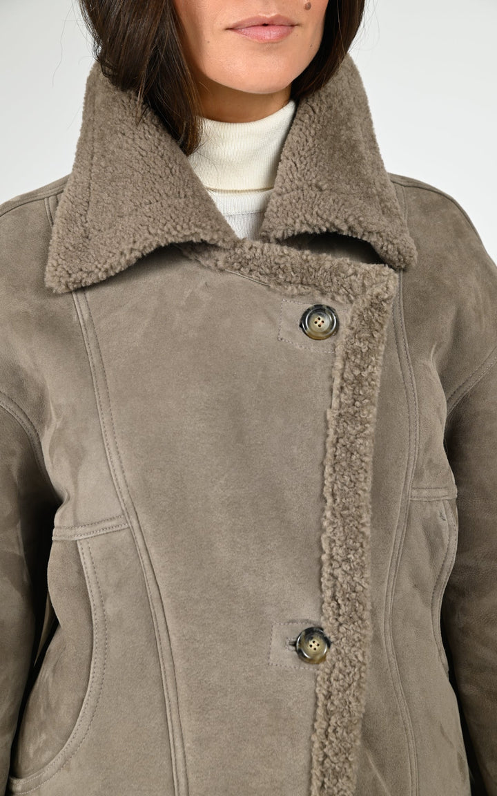 Taupe Coraline Shearling Jacket - Women