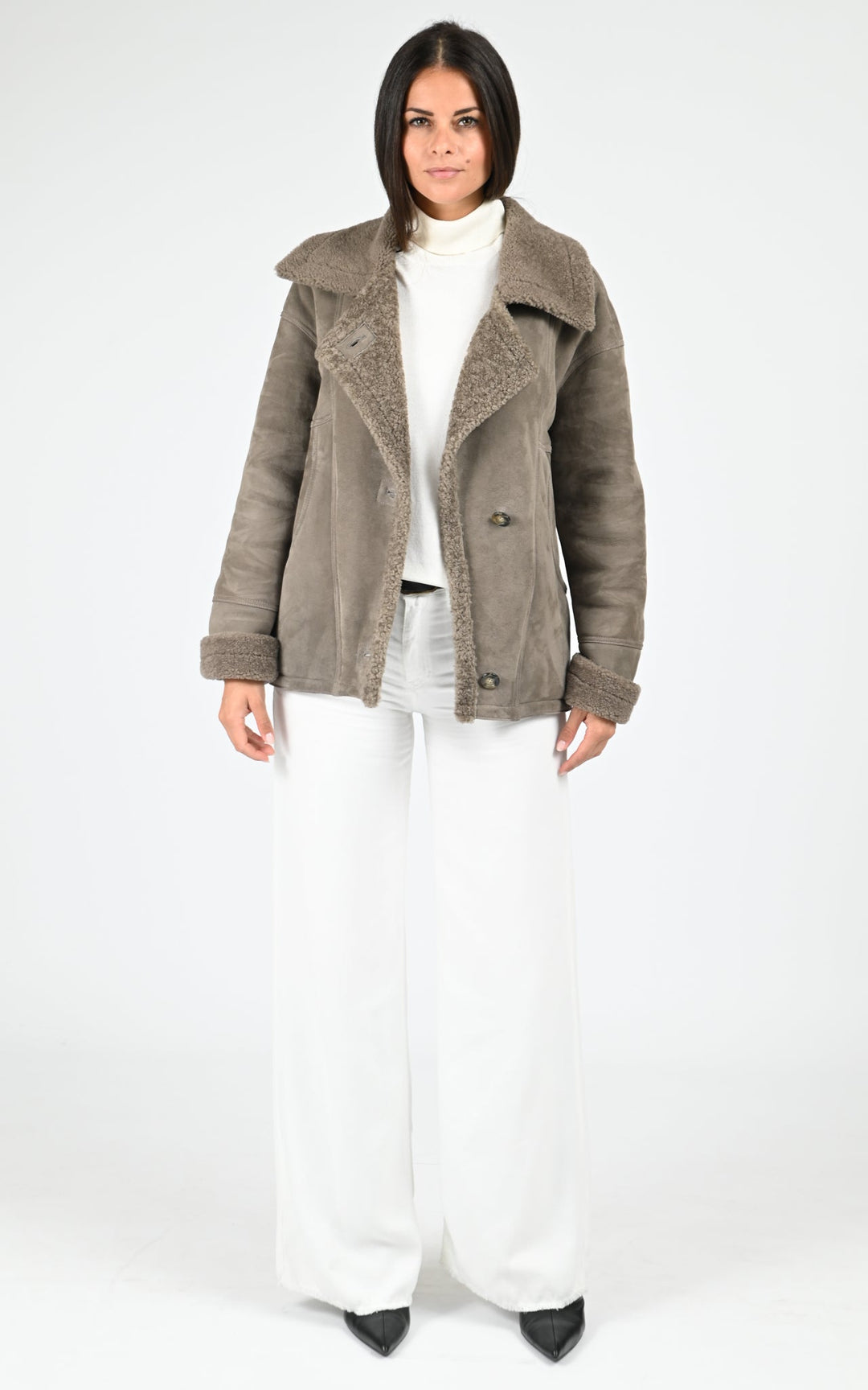 Taupe Coraline Shearling Jacket - Women