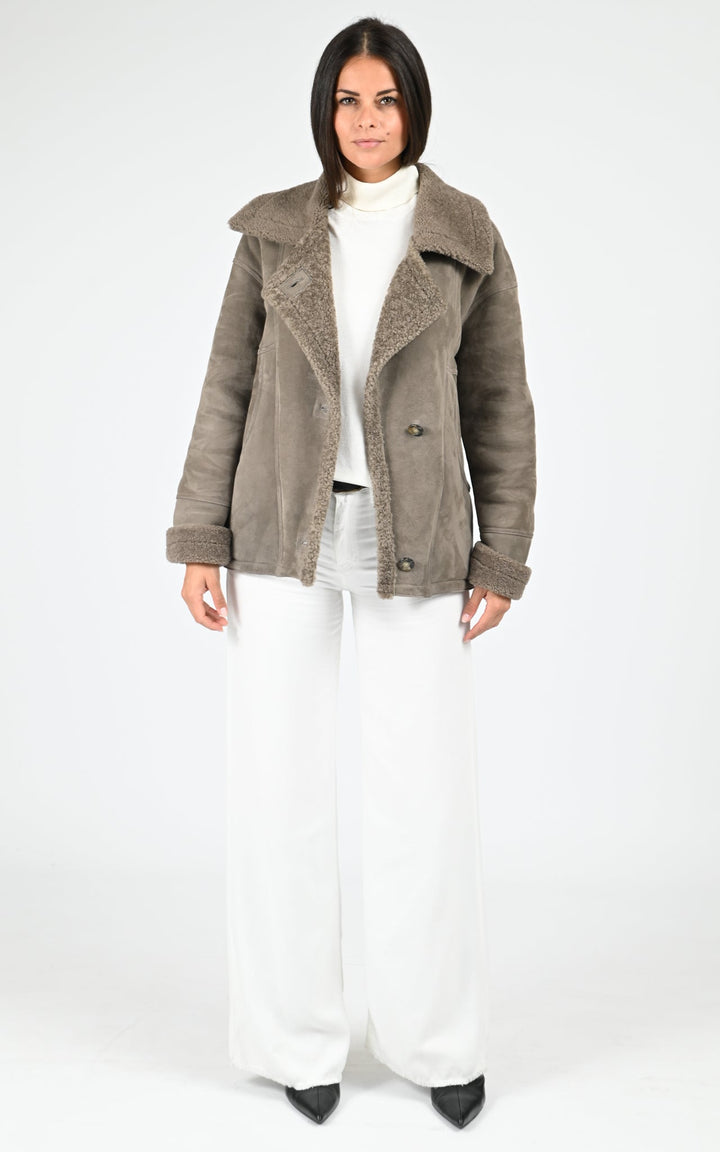 Taupe Coraline Shearling Jacket - Women