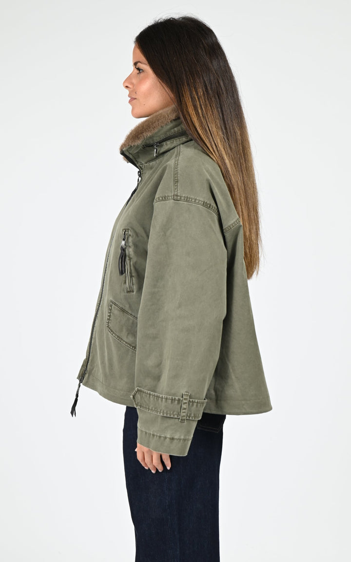 Khaki Tyra Army Canvas Jacket - Women
