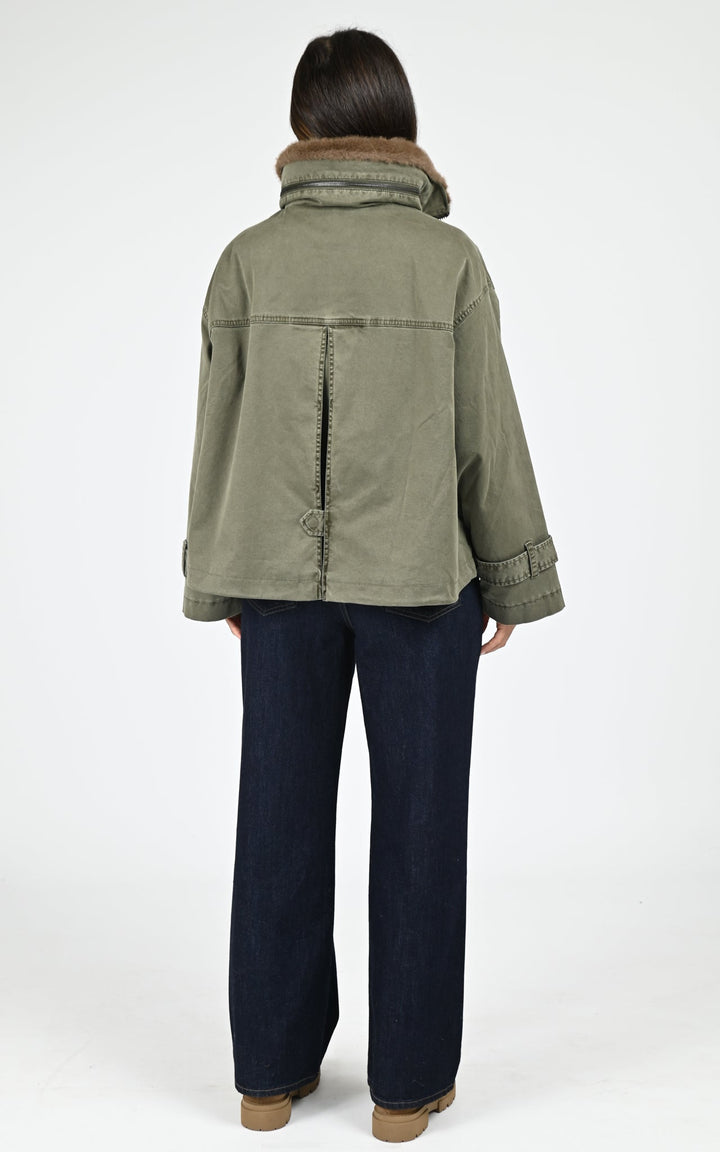 Khaki Tyra Army Canvas Jacket - Women