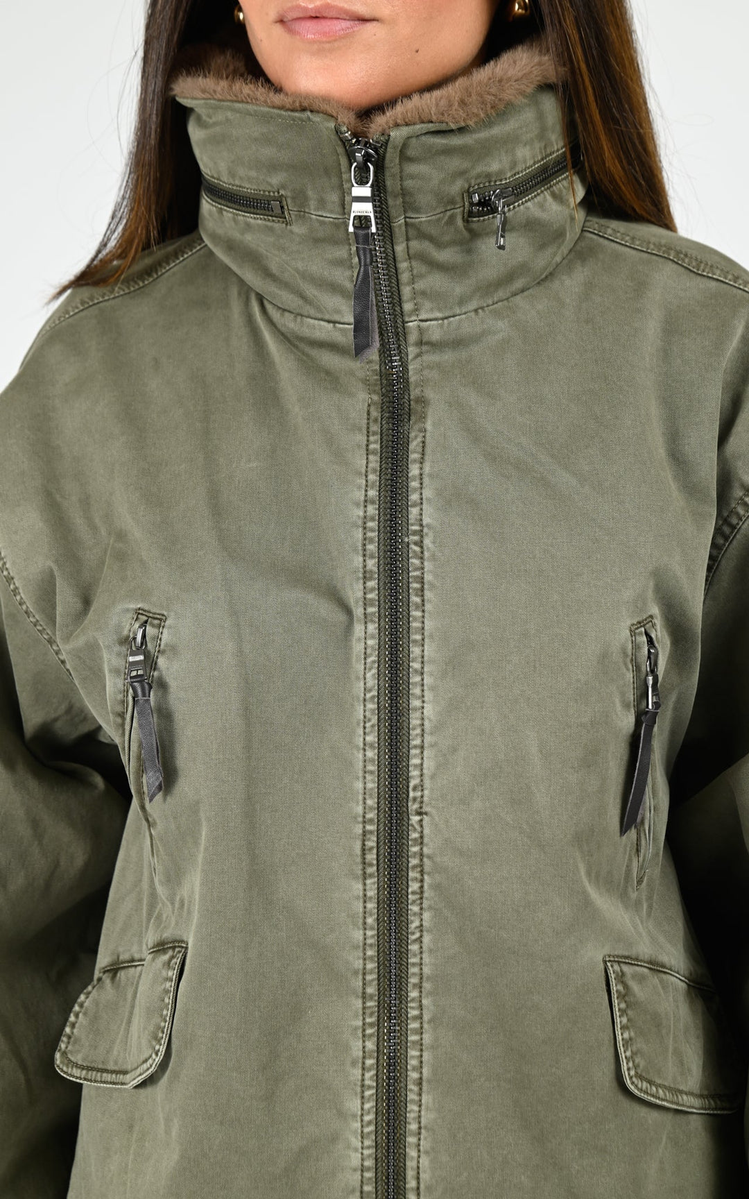Khaki Tyra Army Canvas Jacket - Women