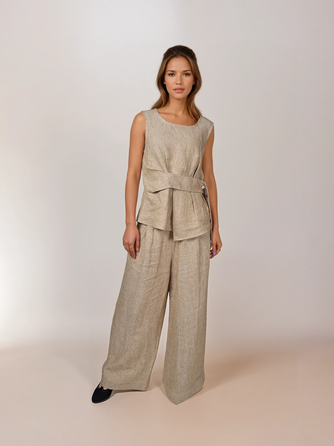 691 Linen Trousers - Linen - Women - Camel Yellow