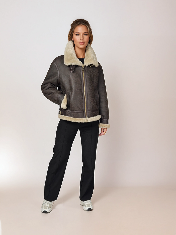 Javote, 60 cm. - Nappa Lamb Crack Washed -Damer - Mørkebrun