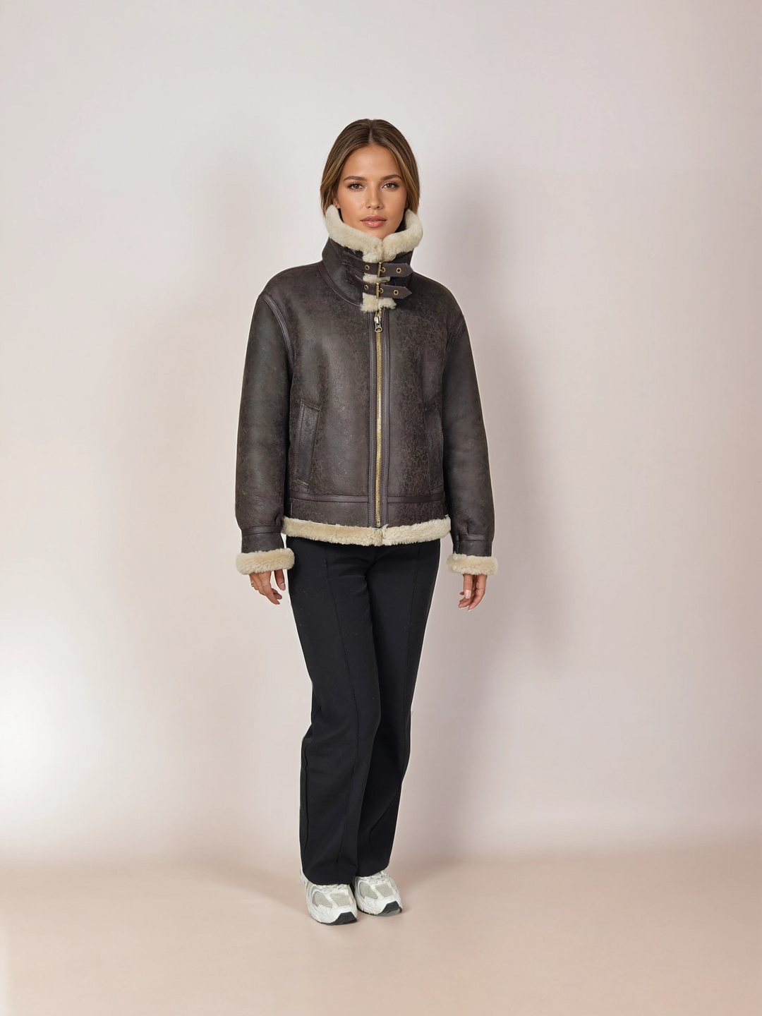 Javote, 60 cm. - Nappa Lamb Crack Washed -Damer - Mørkebrun