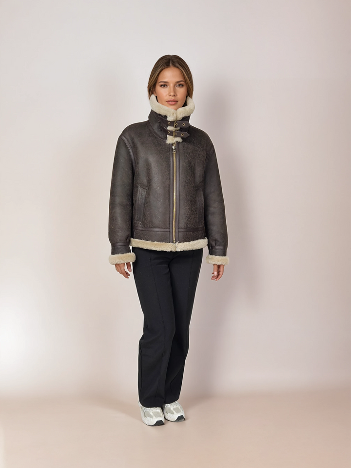 Javote, 60 cm. - Nappa Lamb Crack Washed -Damer - Mørkebrun