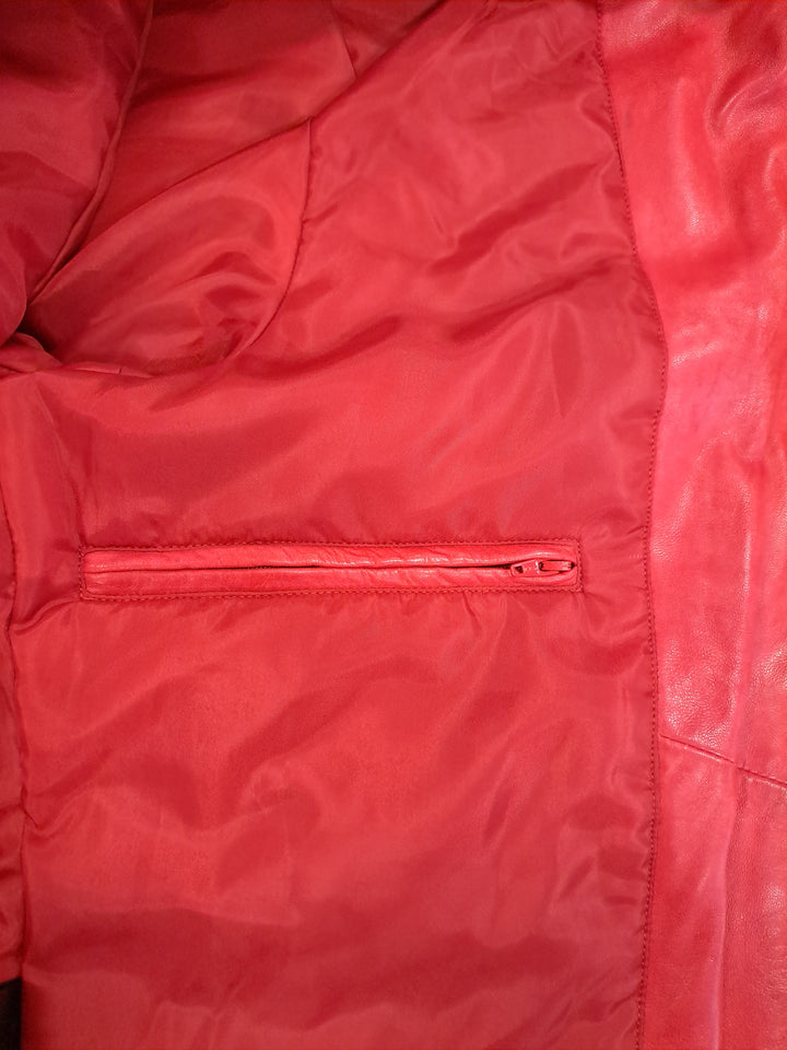 Charlie, 65 cm. - Collar - Lamb Polish Nappa Leather -Man - Chili Red