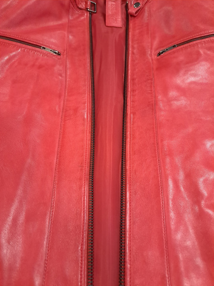 Charlie, 65 cm. - Collar - Lamb Polish Nappa Leather -Man - Chili Red