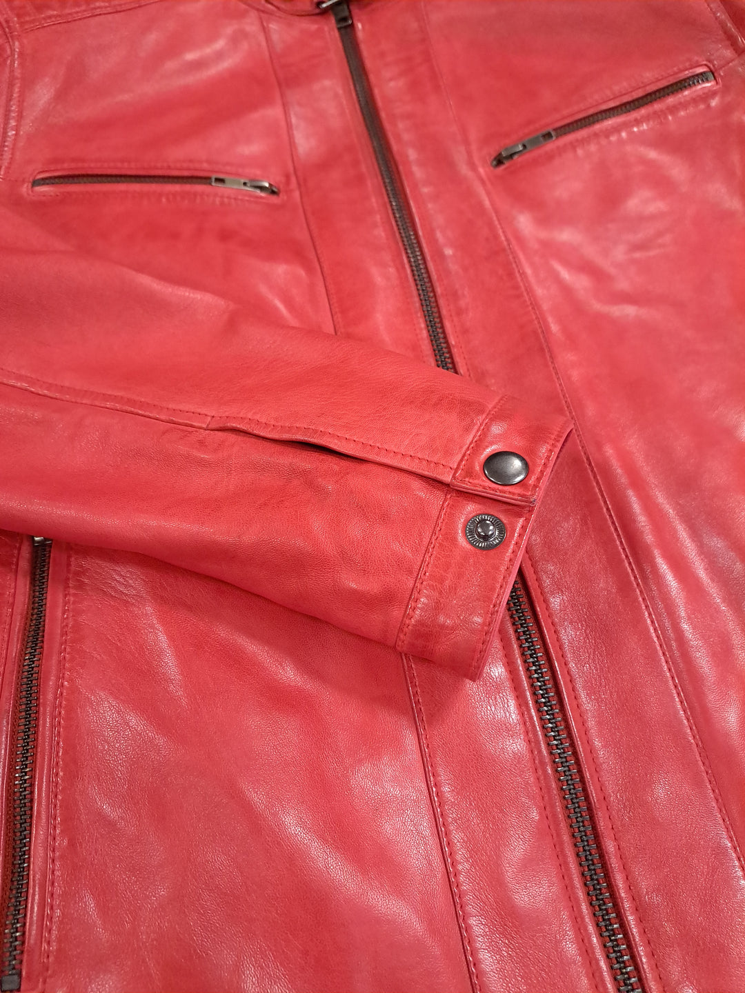 Charlie, 65 cm. - Collar - Lamb Polish Nappa Leather -Man - Chili Red