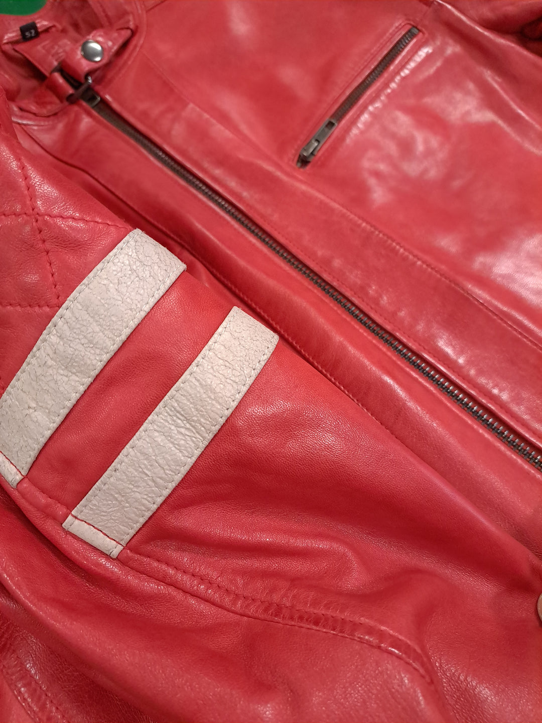 Charlie, 65 cm. - Collar - Lamb Polish Nappa Leather -Man - Chili Red