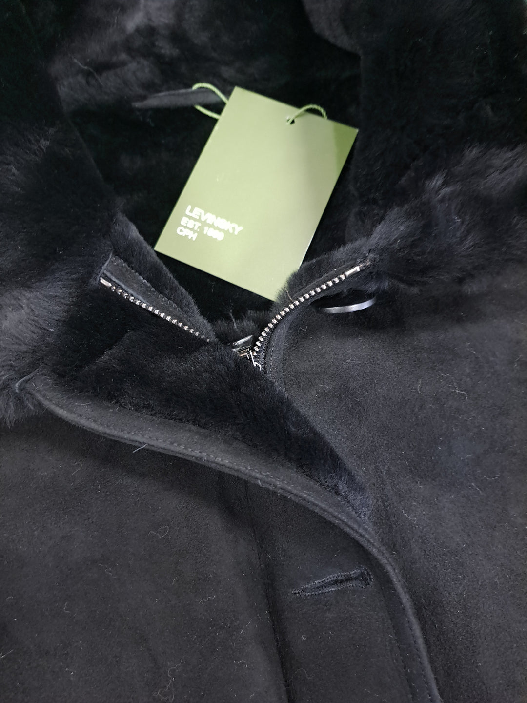 Olivia, 62 cm. - Suede Lamb - Women - Black