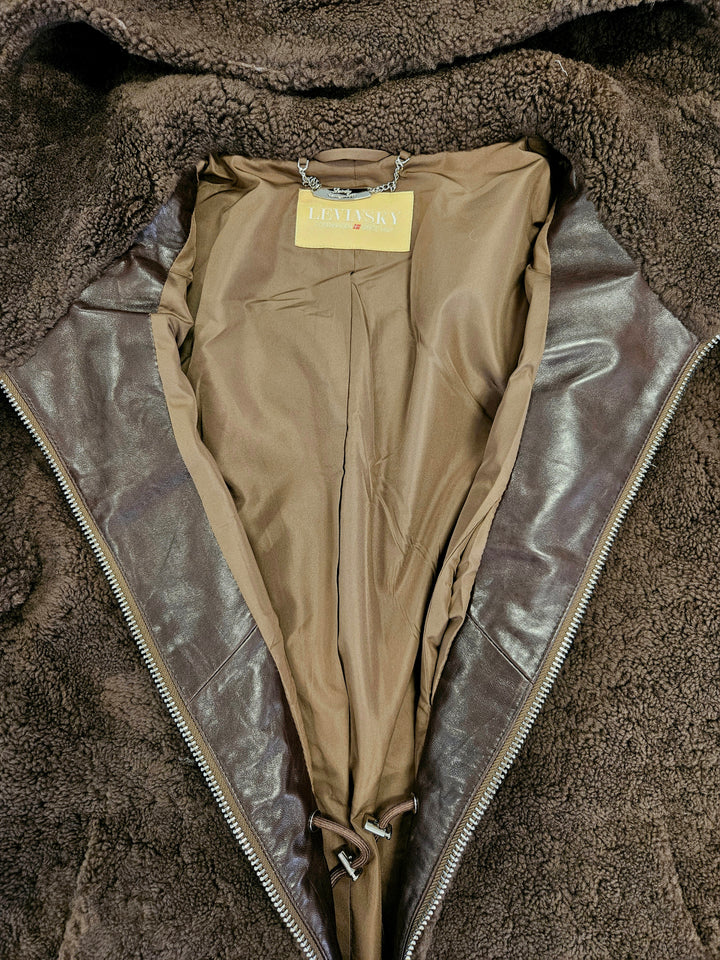 Delaney, 87 cm. - Hood Curly Lamb - Women Brown