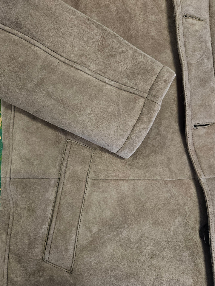 Carlo, 100 cm. - Kragen - Wildleder-Lammmantel - Herren - Dunkle Eiche