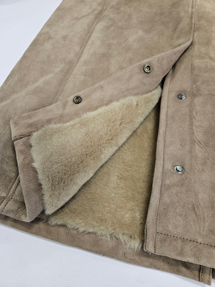 Carlo, 100 cm. - Kragen - Wildleder-Lammmantel - Herren - Dunkle Eiche