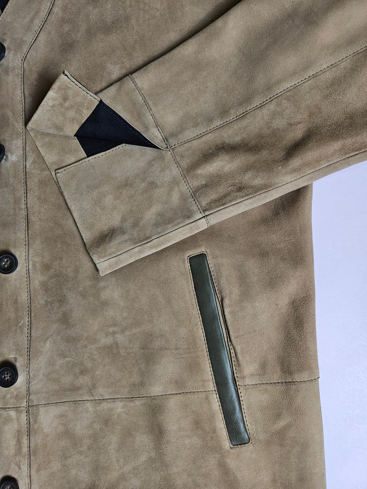 Fina, 98 cm. Goat Suede Leather - Women Light Olive