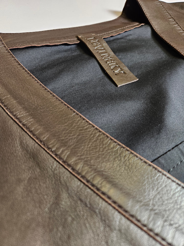 Dona, 75 cm. Lamb Polish Nappa Leather Coffee Brown