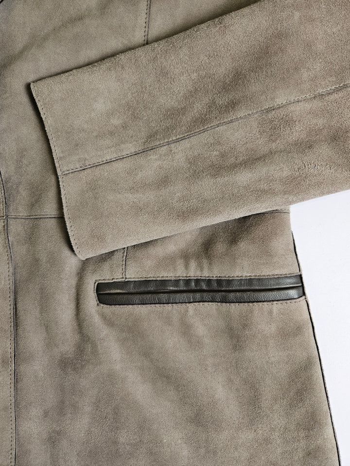 Ines, 65 cm. - Collar Goat Suede Leather - Women Grey