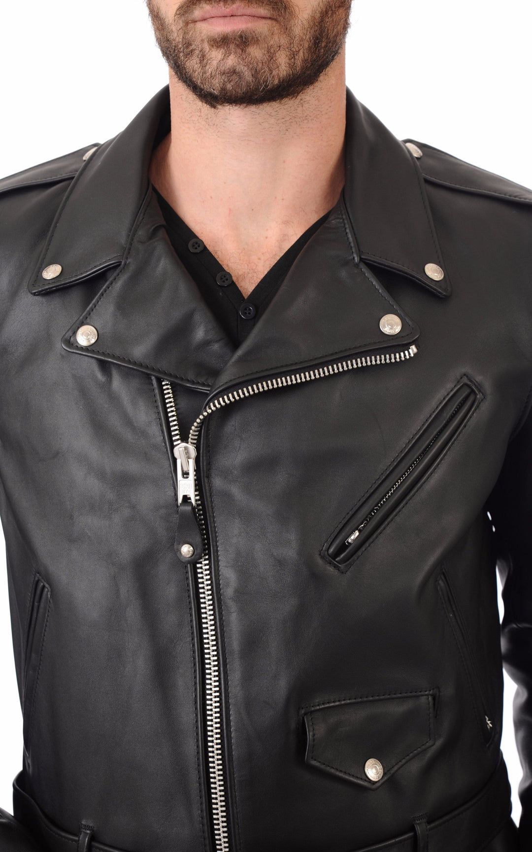 A "618" Noir Schott Perfecto Homme details photo
