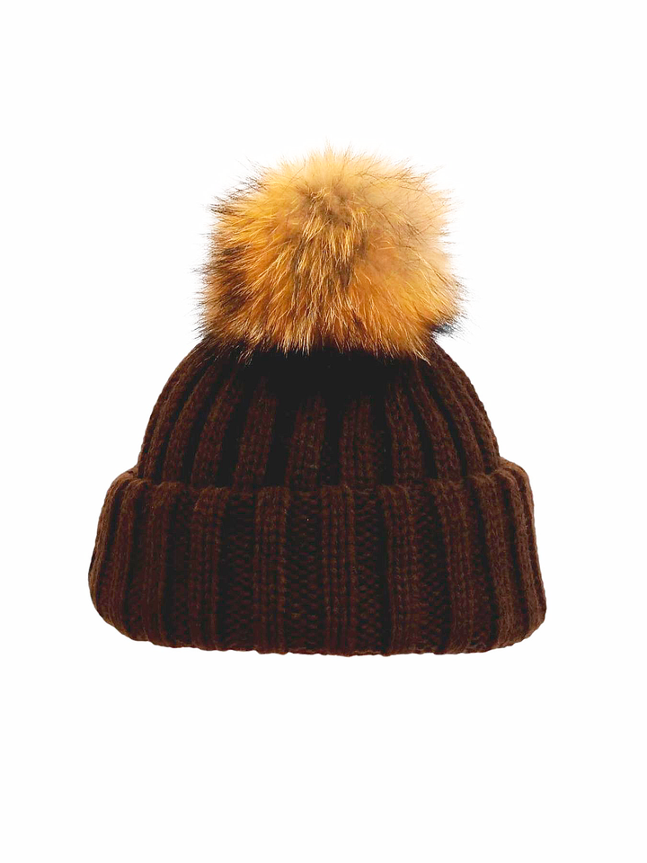 Beanie Hat - Knitted Acrylic - Brown