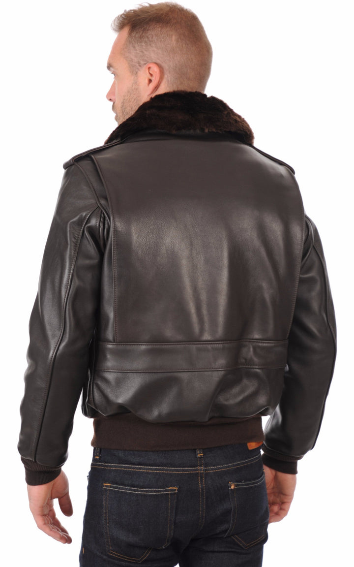 A "184SM" Marron Schott Blouson Homme back photo