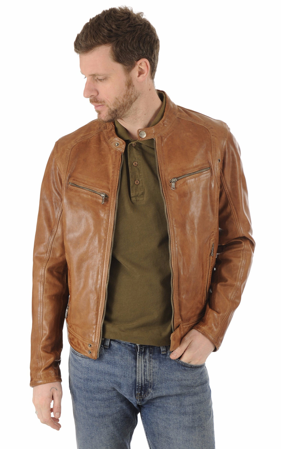 A "DUSTIN 100233" Cognac Daytona 73 Blouson Homme opened photo