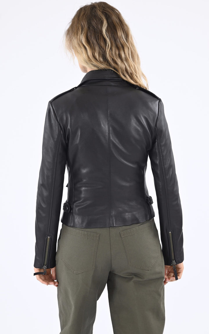 A "CITY GIRL" Noir Serge Pariente Blouson Femme back photo