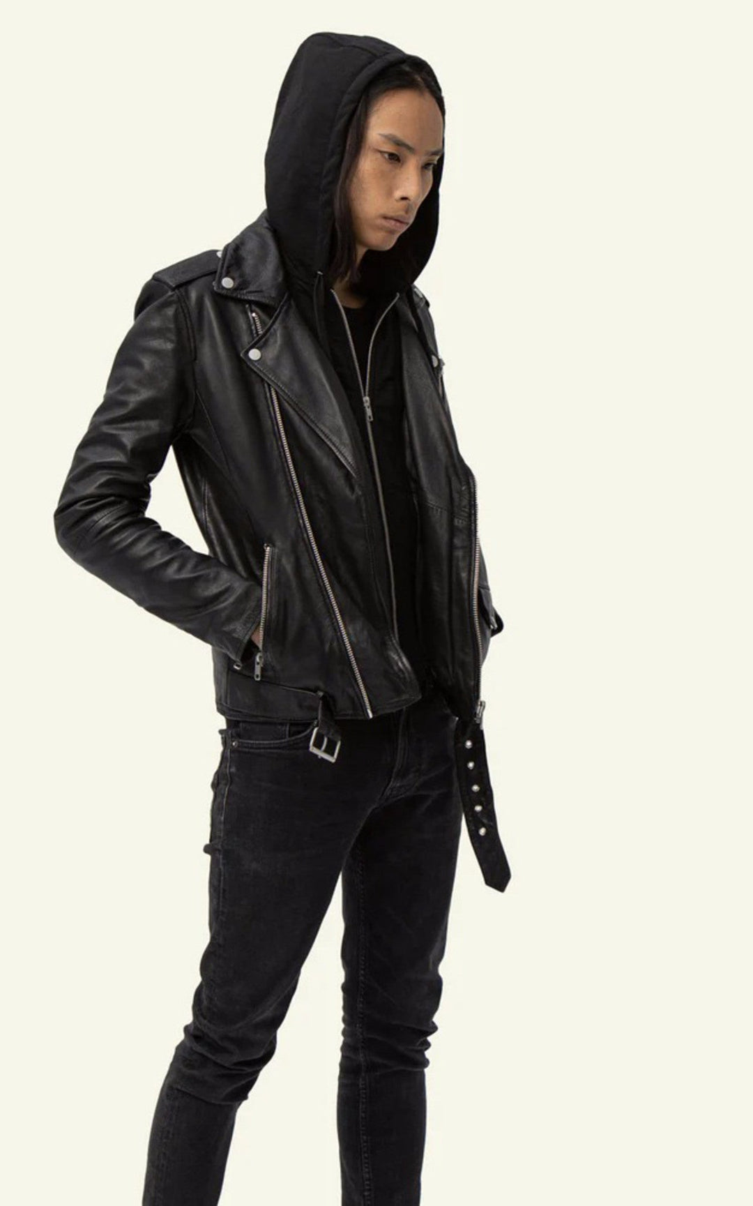 A "ROCKER HOOD" Noir Serge Pariente Perfecto Homme back photo
