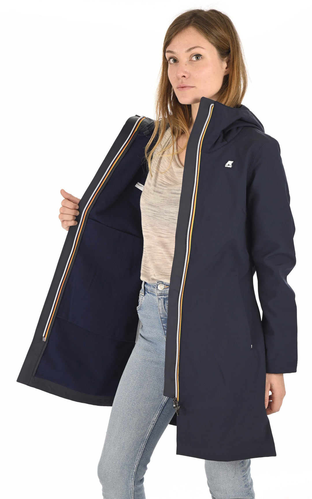 A "STEPHY BONDED K21489W" Bleu Marine K-Way 3/4 Femme interior photo