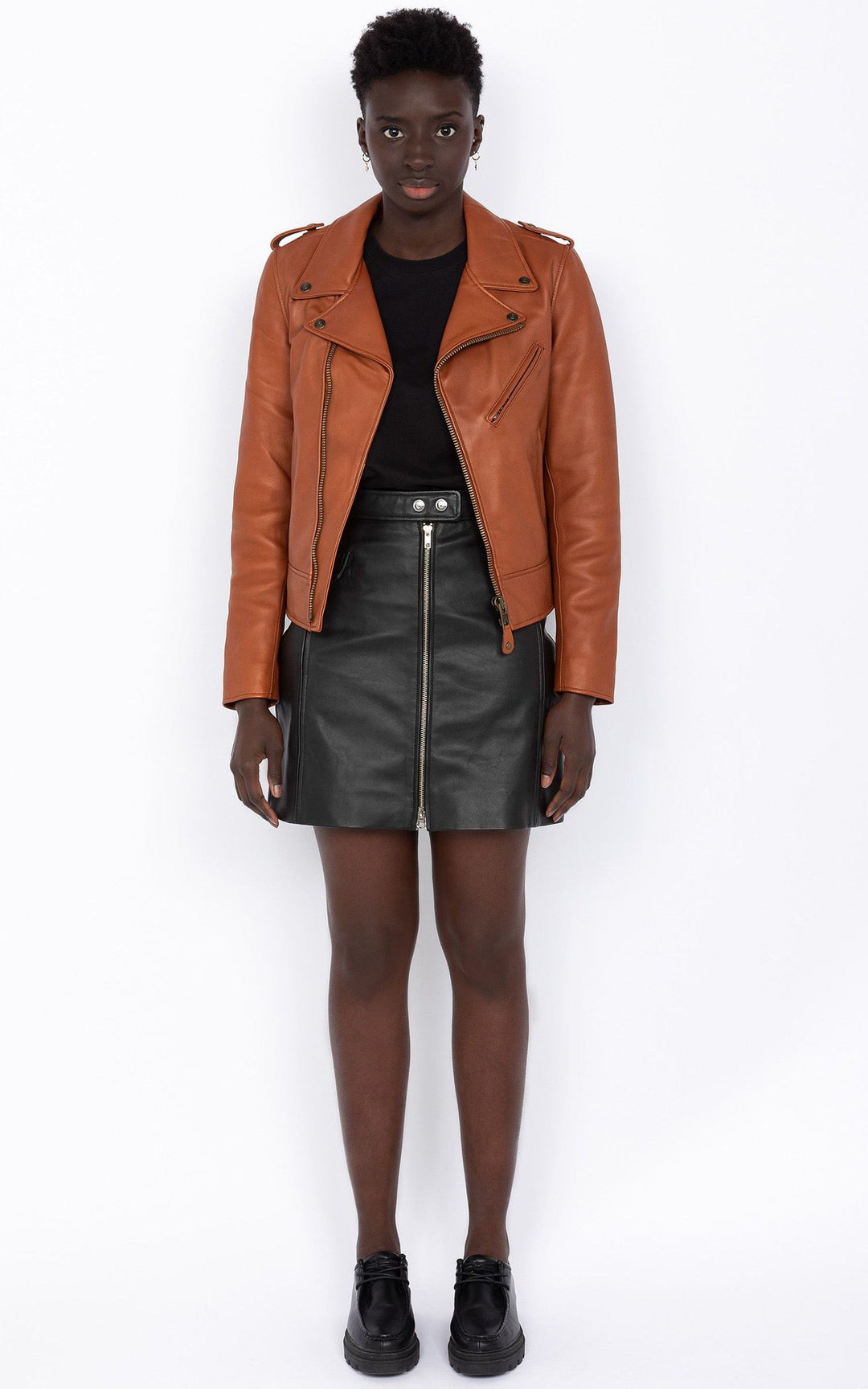 A "LCW1601D" Cognac Schott Perfecto Femme back photo