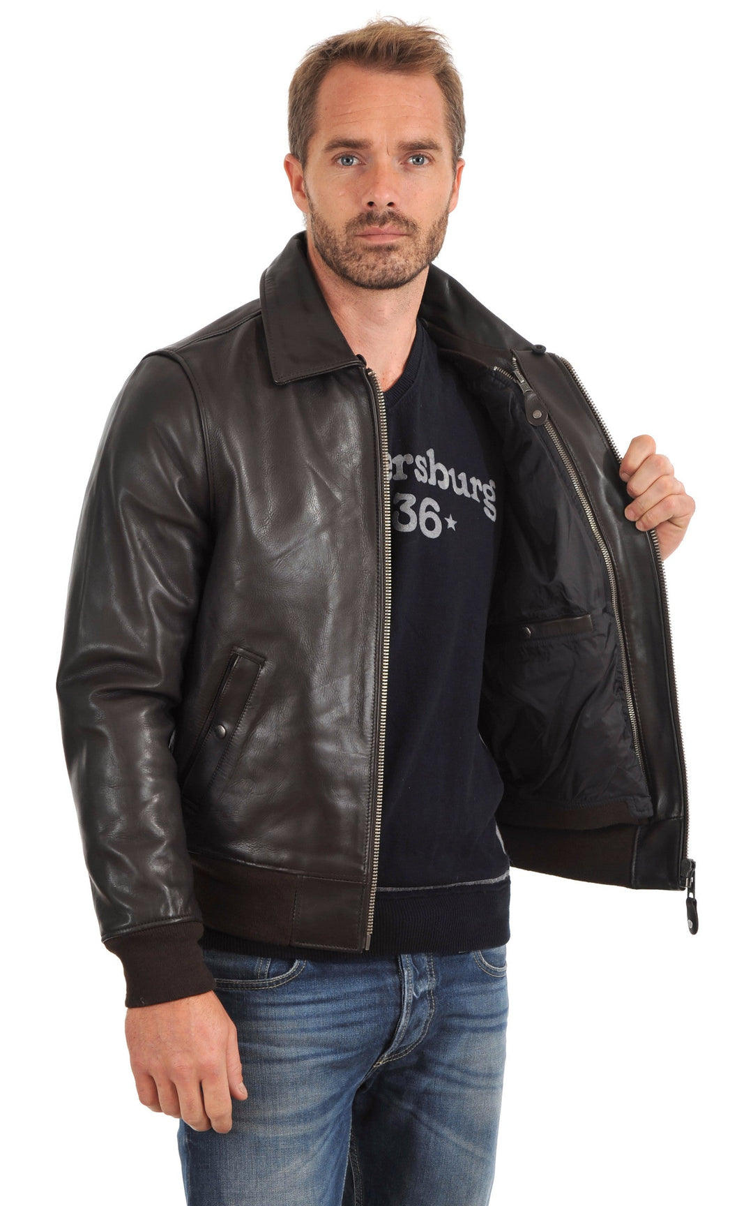 A "LC1380" Marron Foncé Schott Pilote Homme interior photo