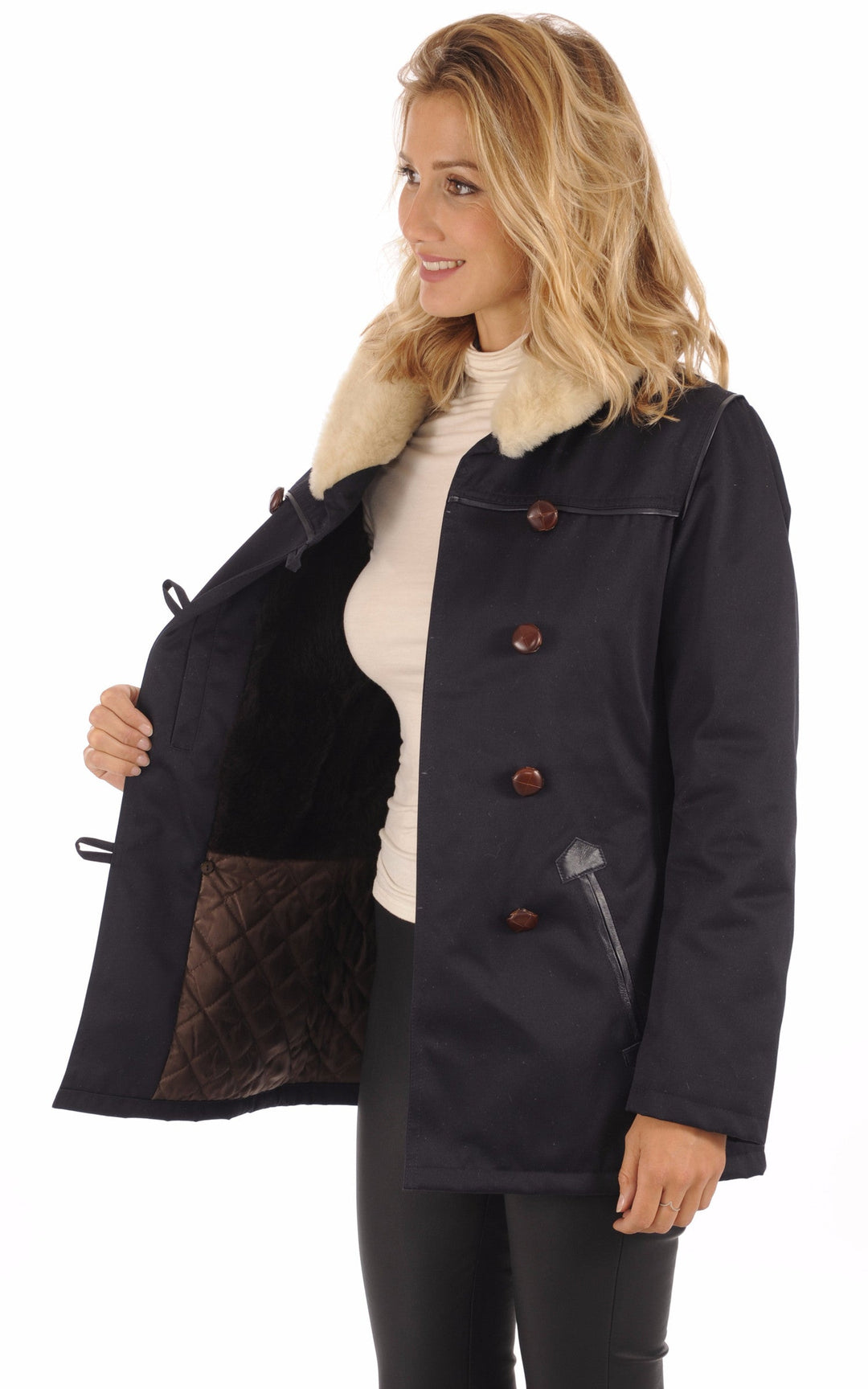 A "CANADIENNE F" Bleu Foncé La Canadienne Veste Femme interior photo