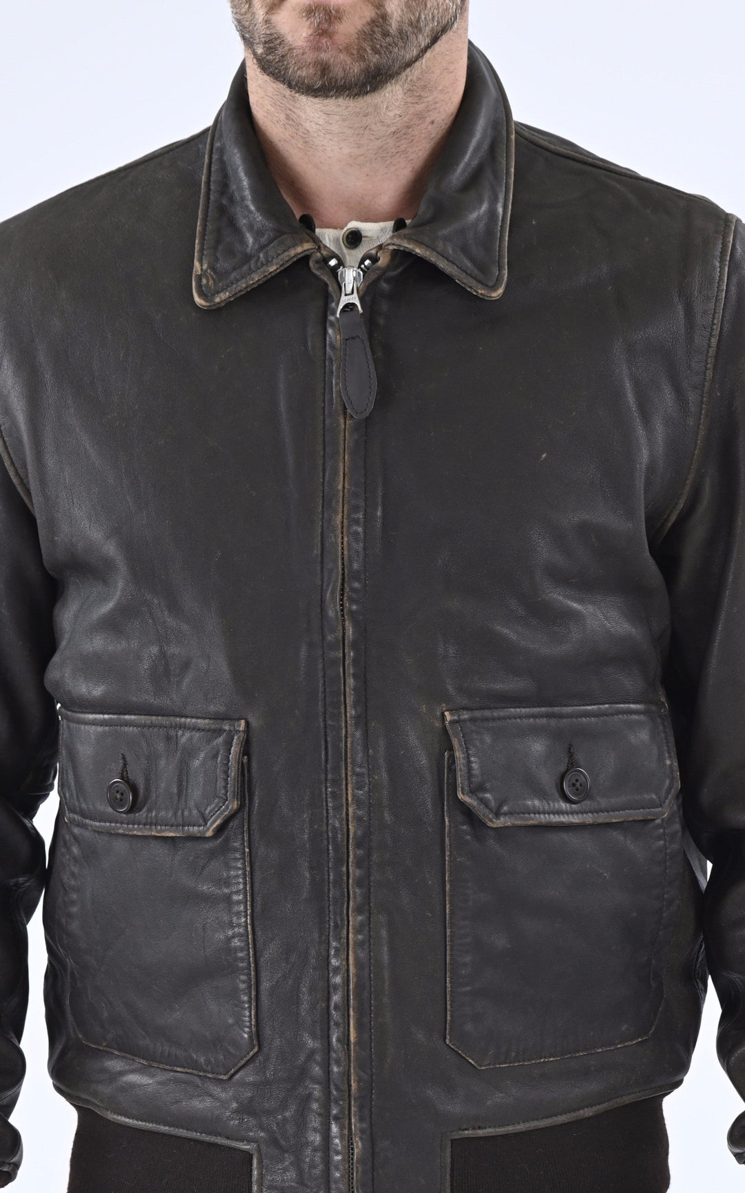 A "LC PILOT USED" Marron Schott Pilote Homme details photo