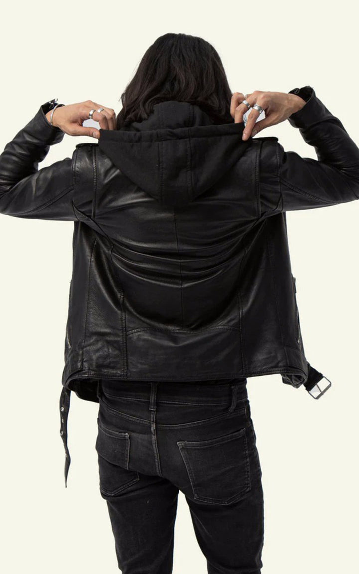 A "ROCKER HOOD" Noir Serge Pariente Perfecto Homme interior photo