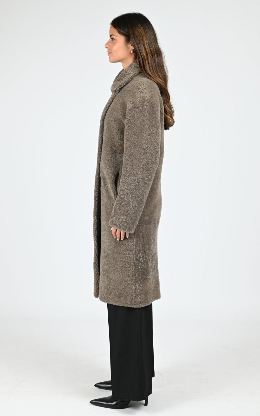 Taupe Aina Reversible Shearling Coat - Women