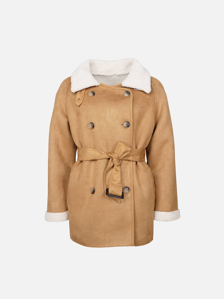 Hanaine, 85 cm. - Collar - Air 100% Wool jacket - Women - Cognac