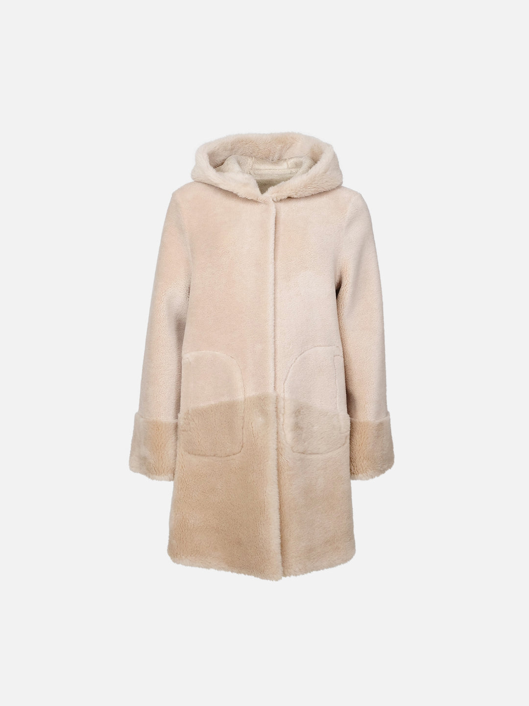 Fernandina, 85cm - Hood - Air 100% Wool Jacket - Women - Beige