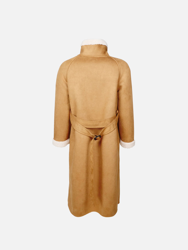 Huda, 110 cm. - Collar - Air 100% Wool coat - Women - Cognac