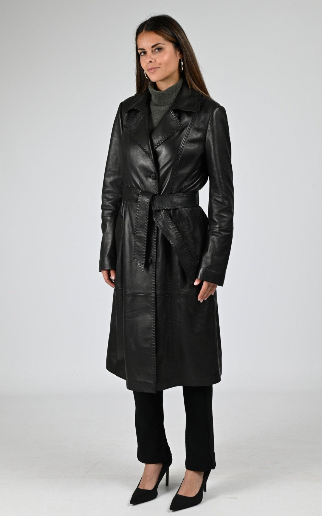 Manteau Cuir Femme La Canadienne, modèle B2523z de couleur black
