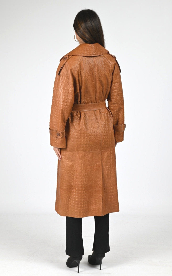 Manteau Cuir Femme Flo-Clo, modèle Betalis leather de couleur cuoio