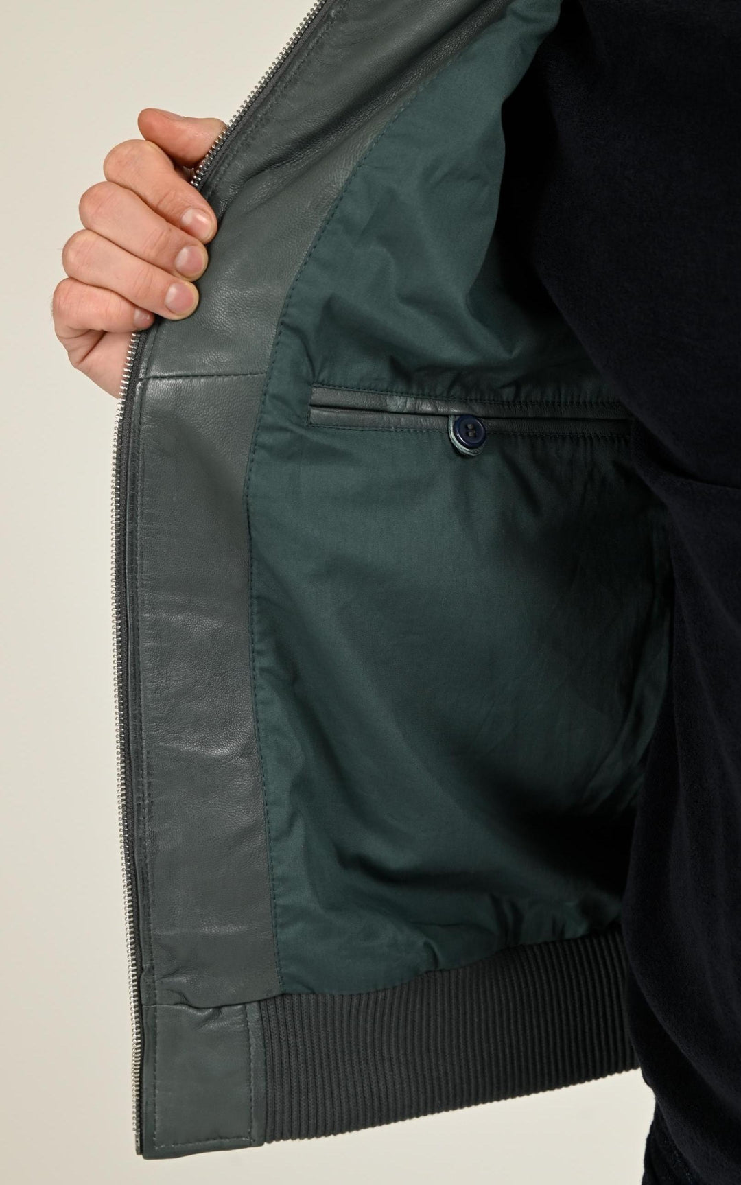 Blouson Cuir Homme Serge Pariente, modèle Bonbon de couleur bleu