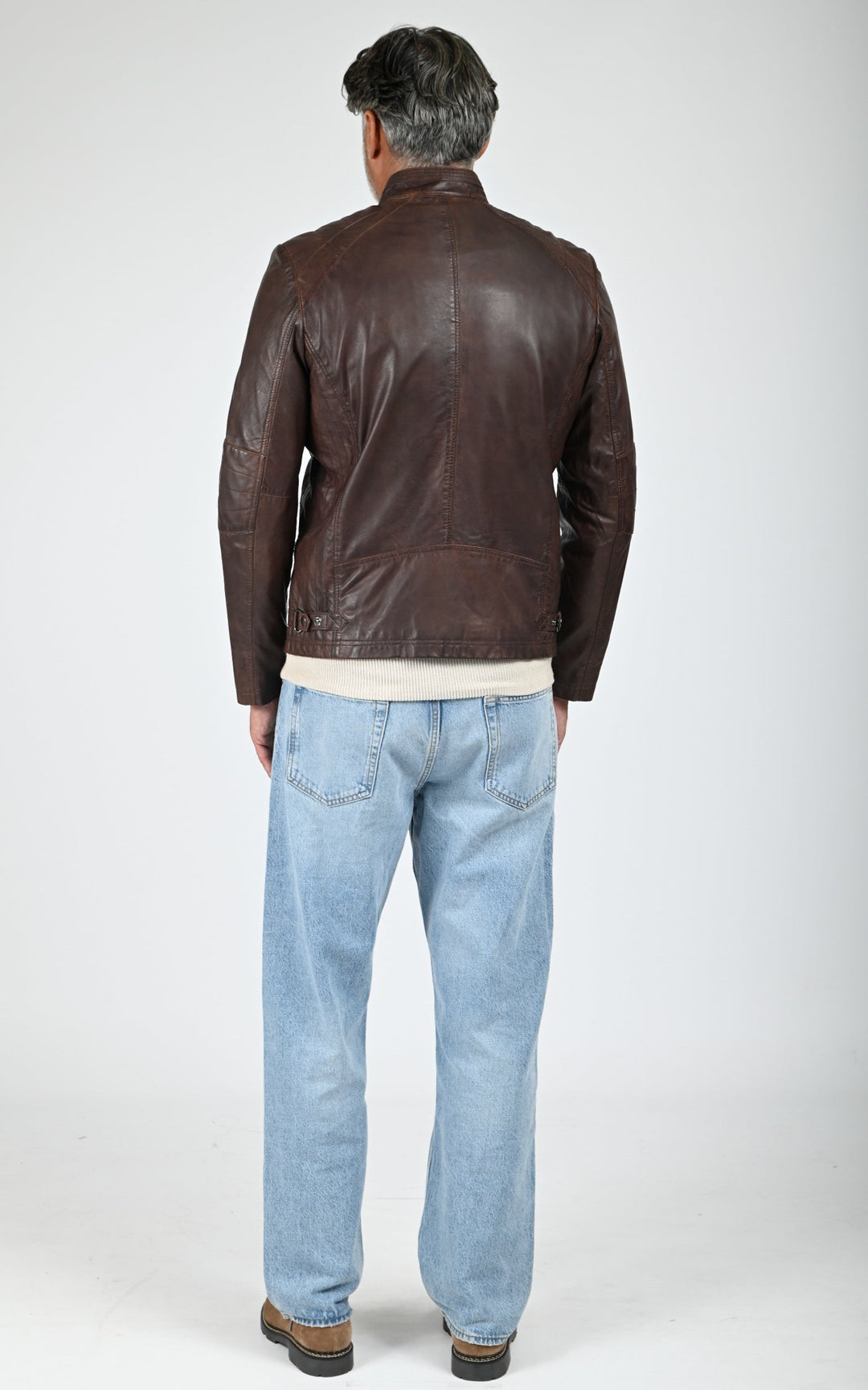 Blouson motard Bulk cuir marron