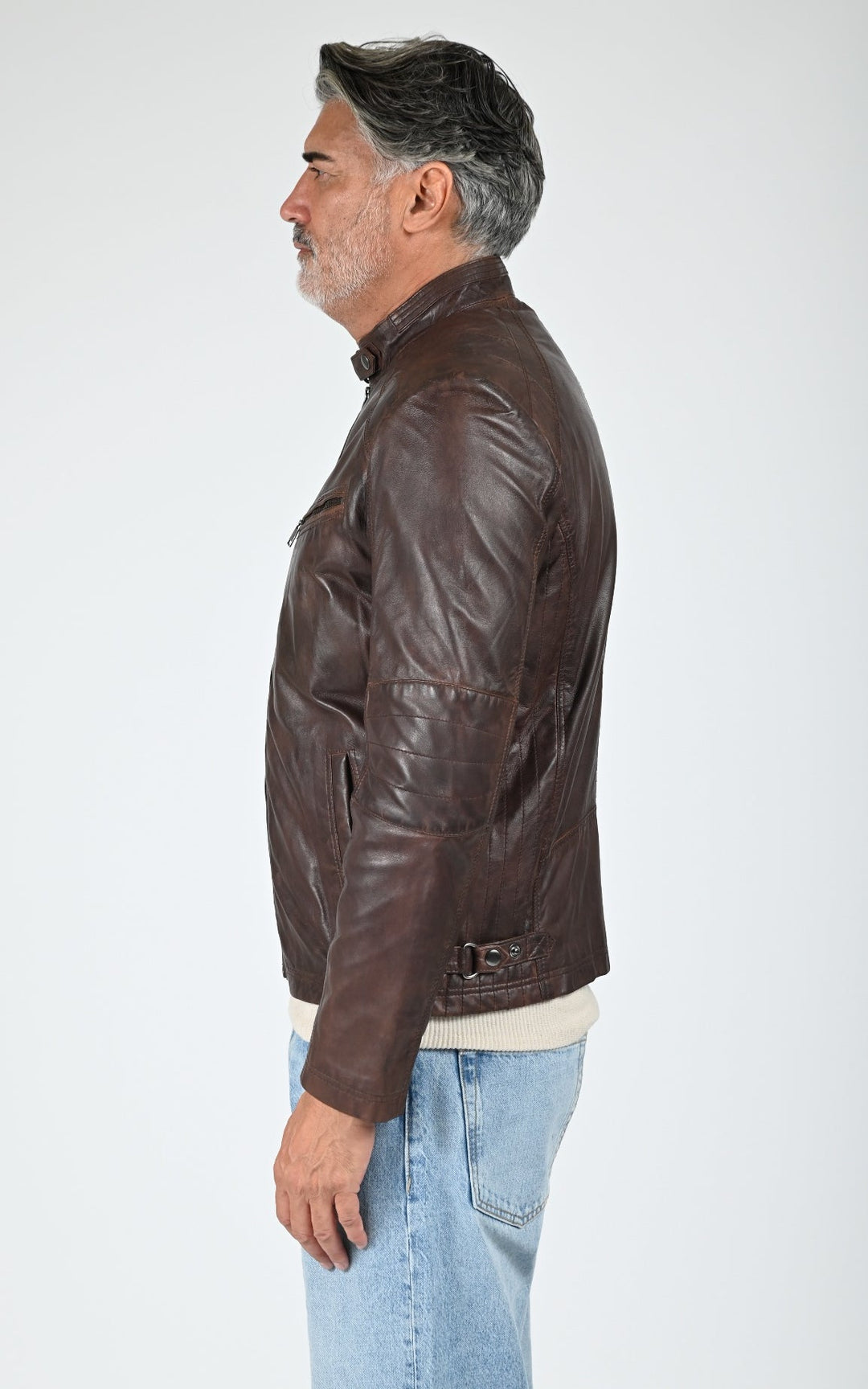 Blouson motard Bulk cuir marron