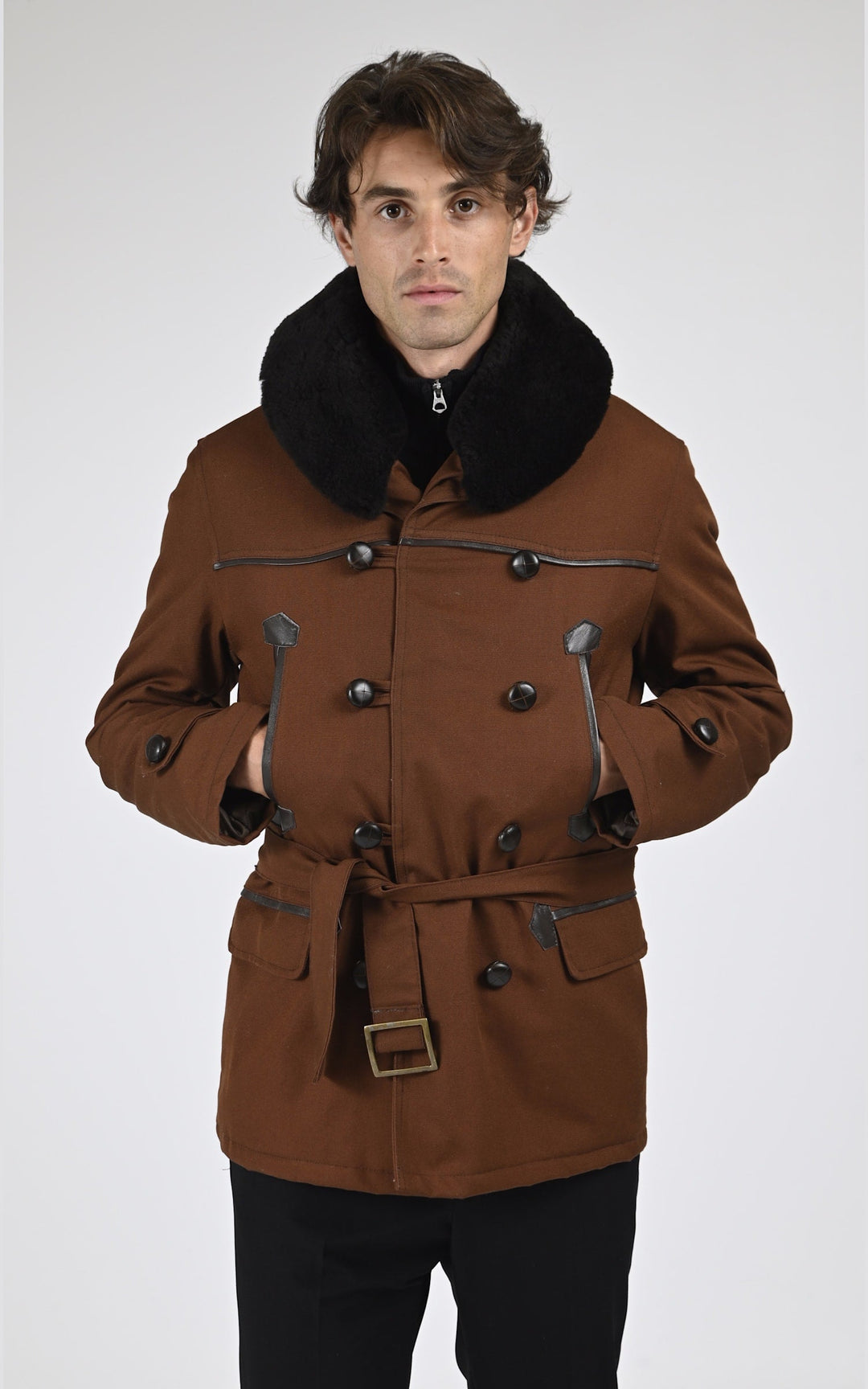 Veste Textile Homme La canadienne, modèle Canadienne 2 de couleur marron