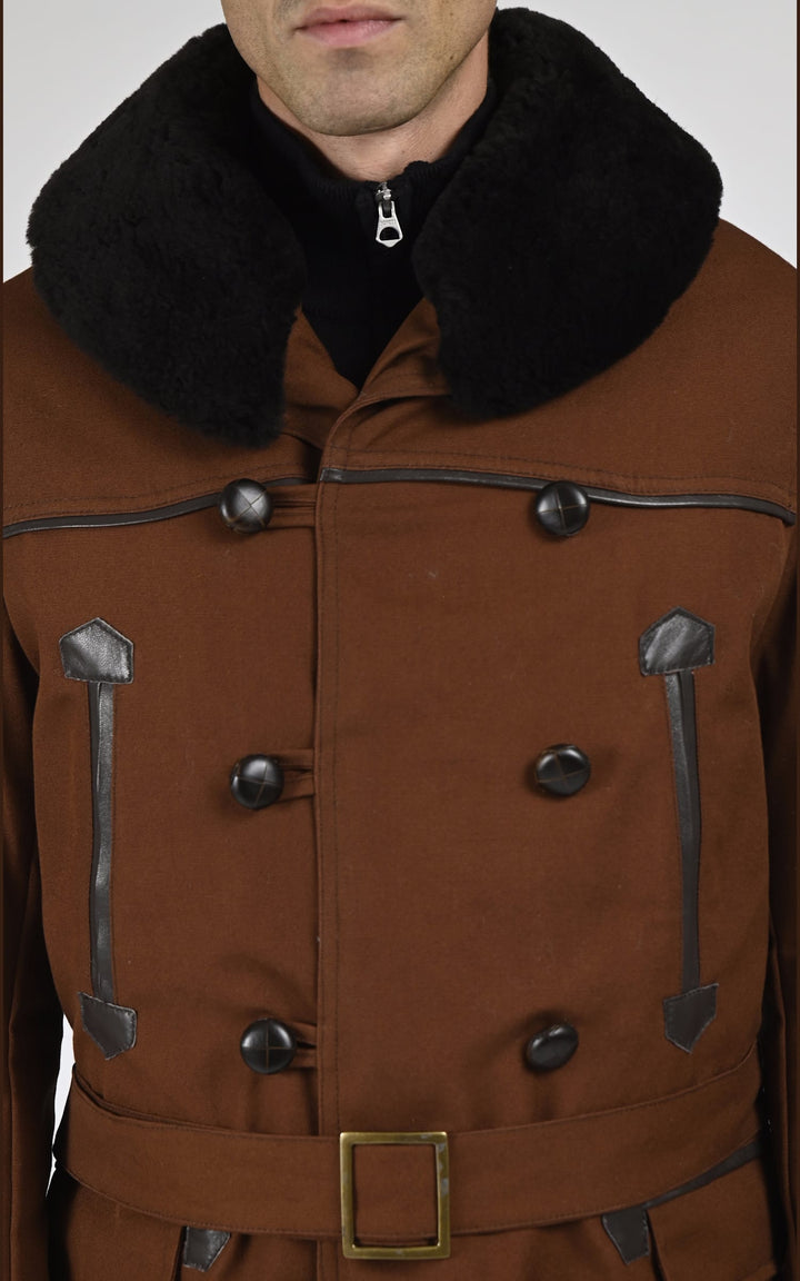 Veste Textile Homme La canadienne, modèle Canadienne 2 de couleur marron