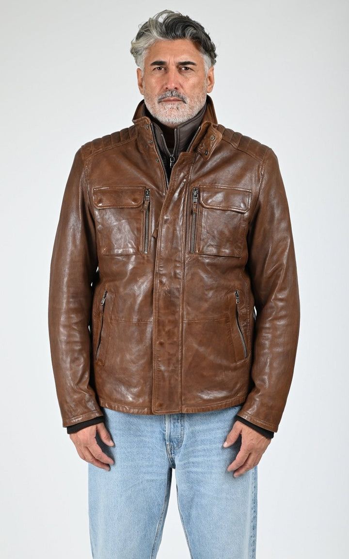 Brown Crowell Warm Leather Jacket - Men