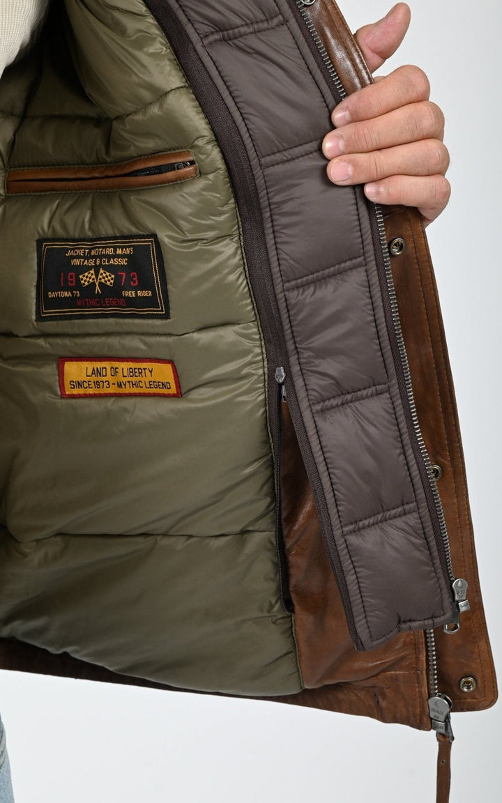 Brown Crowell Warm Leather Jacket - Men