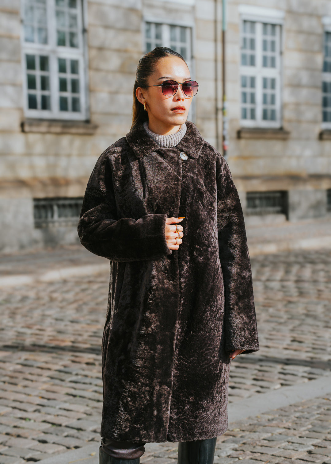 Izel, 95 cm. - Collar - Nappa Lamb - Women - Brown